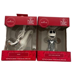 Lot of 2 Nightmare Before Christmas Hallmark Ornaments Jack Skellington & Zero